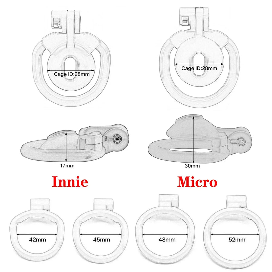 Cute Flat Chastity Cage size guide, gallery view 2