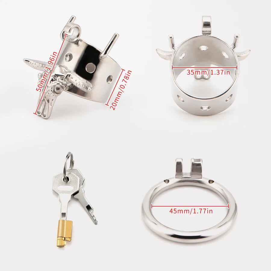 Bull Head Skeleton Chastity Cage -size