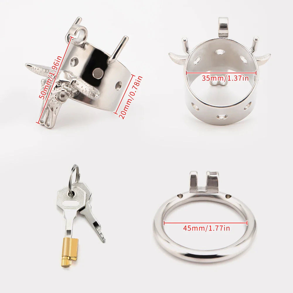 Bull Head Skeleton Chastity Cage -size