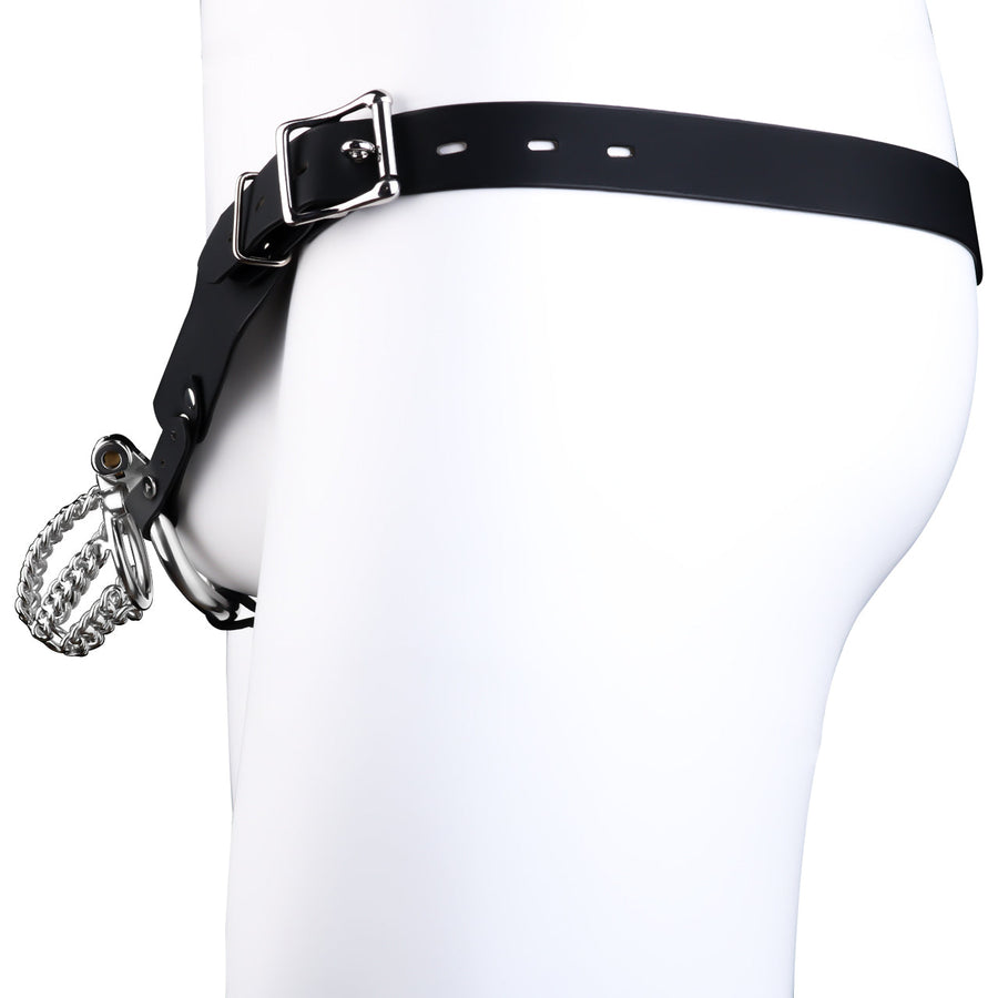 Chainmail Steel Chastity Cage with Belt - 7