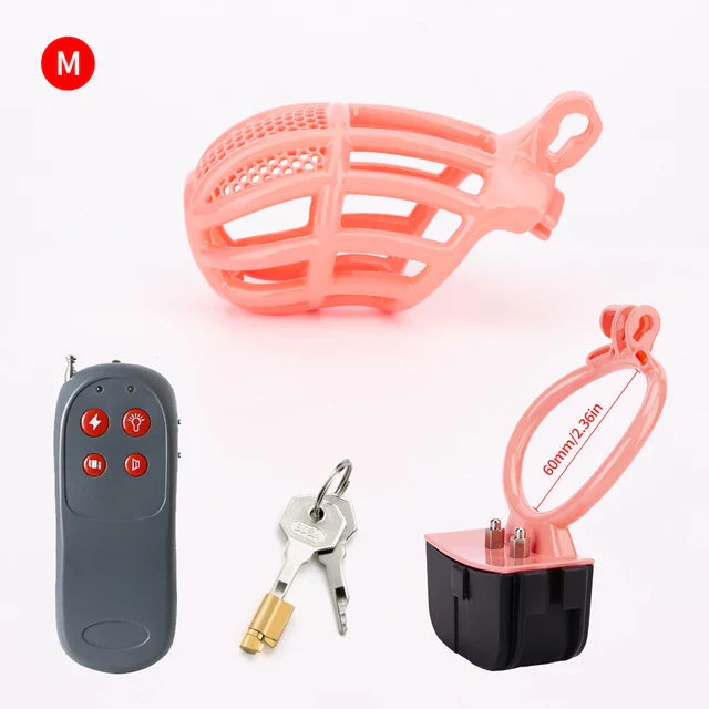 Pink Electric Chastity Cage Set, gallery view 9