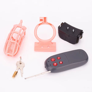 Pink Electric Chastity Cage Set