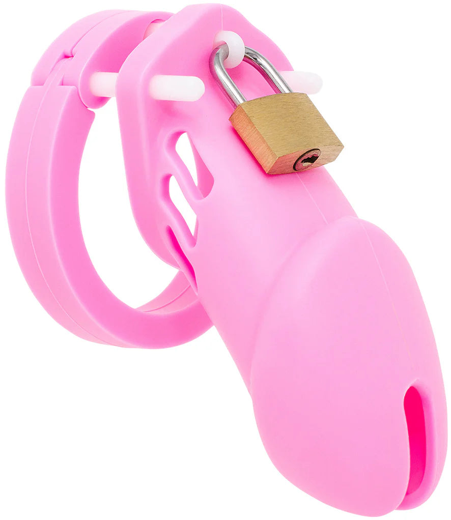 Cage de chasteté en silicone Perverse Pink (tous les anneaux inclus) 