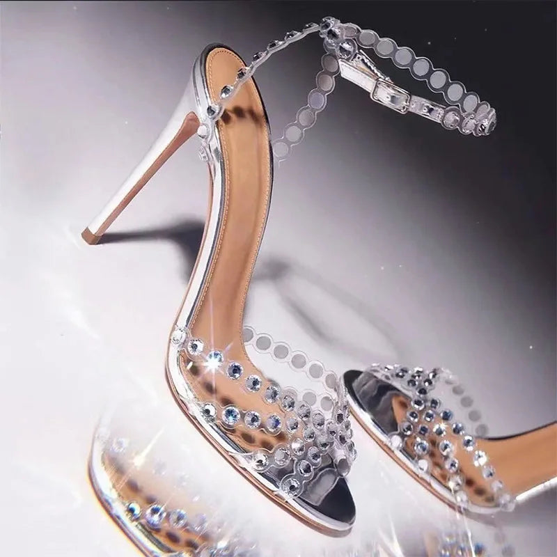 Sissy Bela Bling Bling Crystal Sandals Silver, gallery view 4
