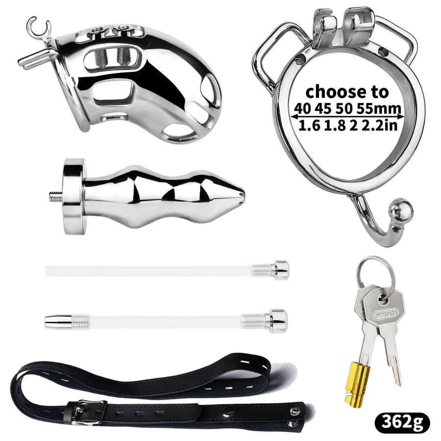 Metal Botted Male Chastity Cage with Belt, gallery view 16