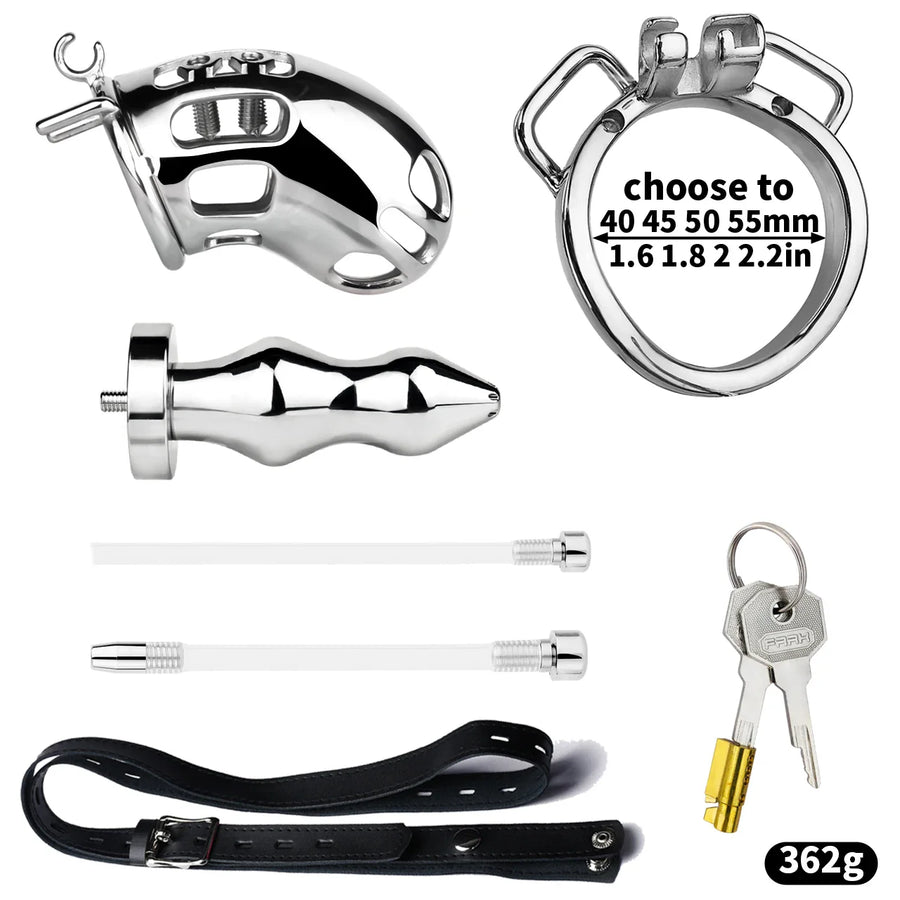 Metal Botted Male Chastity Cage with Belt, gallery view 11