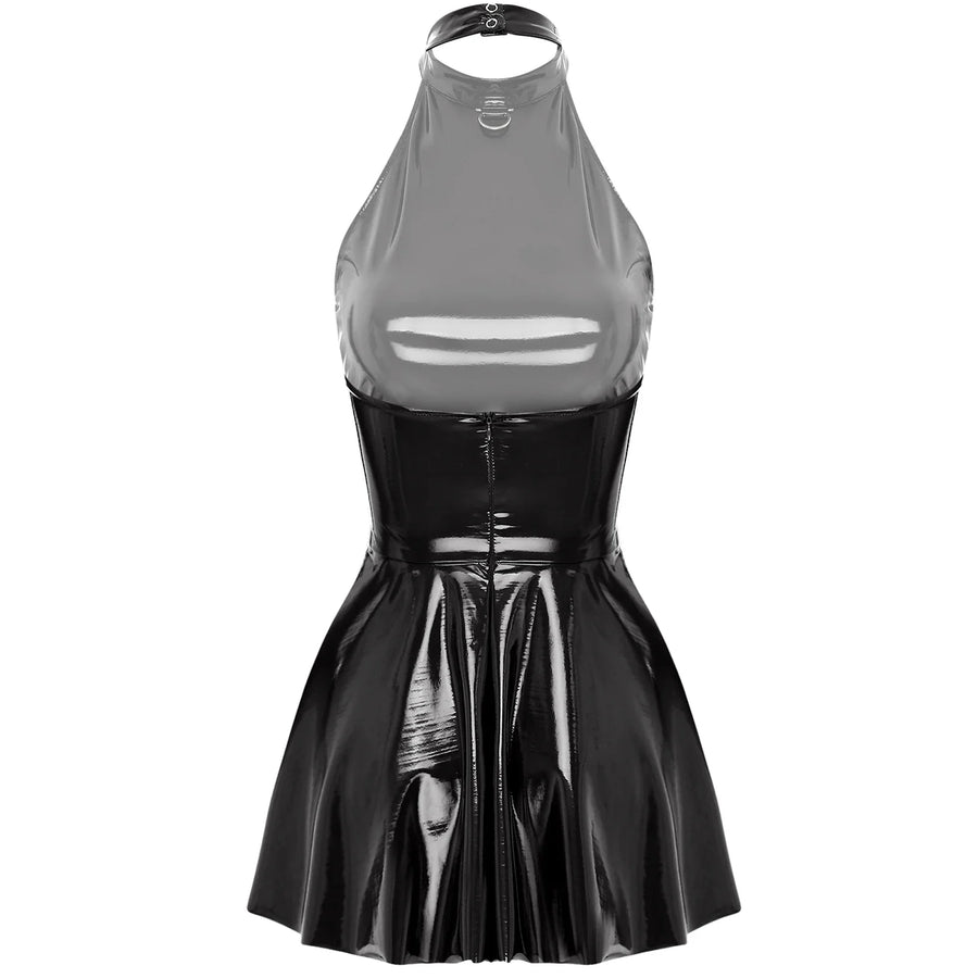 GlossLeather Dress Latex Halter Sleeveles, gallery view 8