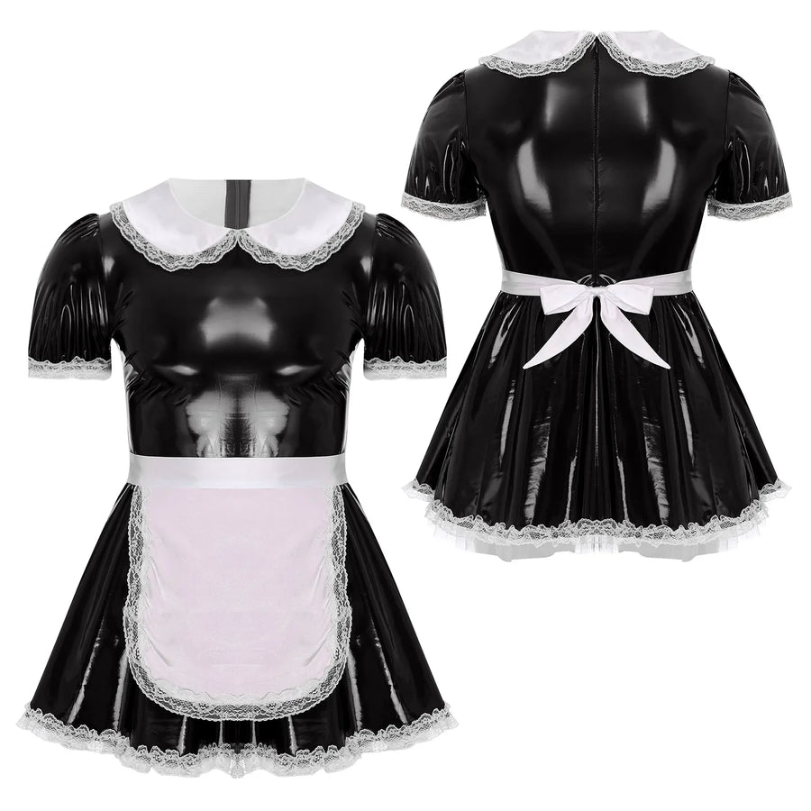 Mens Ruffle Lace Sissy Maid Dress, gallery view 6
