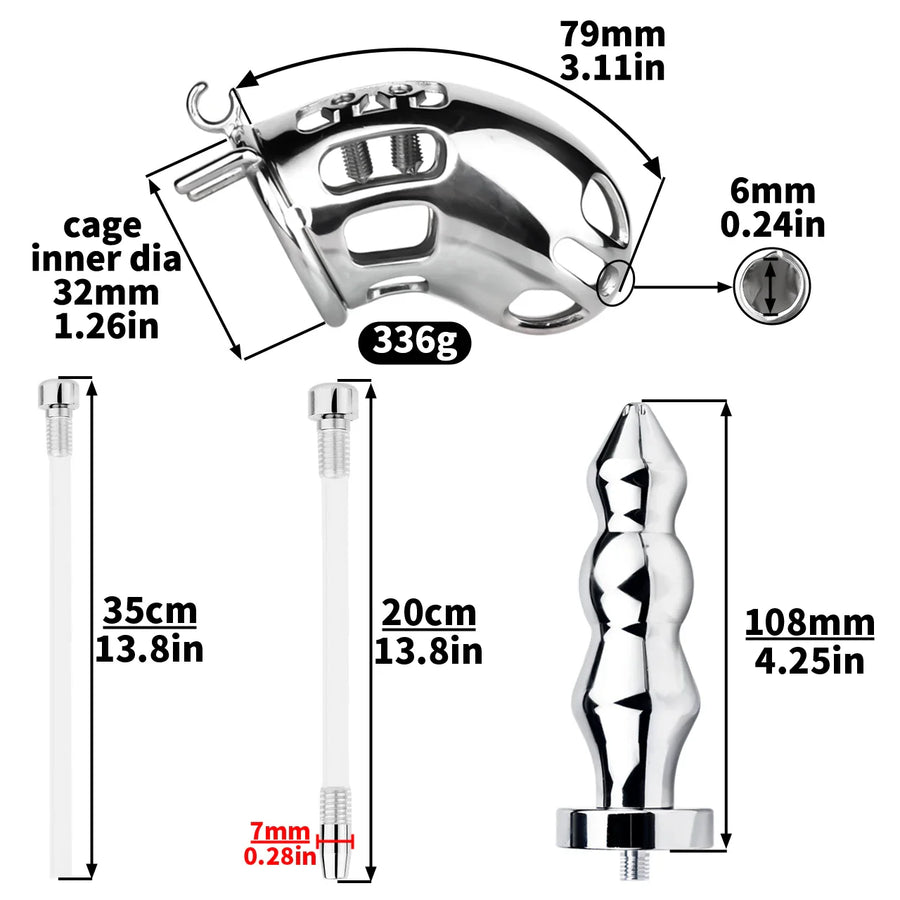 Spiked Male Chastity Cage with Anal Plug, gallery view 4