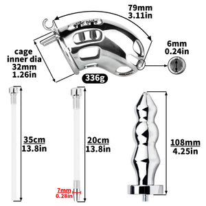 Spiked Male Chastity Cage with Anal Plug