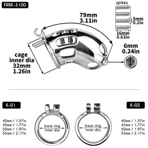 Spiked Male Chastity Cage with Anal Plug