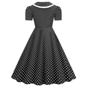 V Neck Polka Dot Printed Vintage Dresses