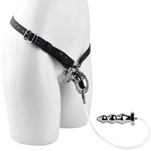 Metal Botted Male Chastity Cage with Belt