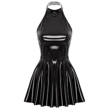 Lade das Bild in den Galerie-Viewer, Glanzleder Kleid Latex Neckholder Ärmellos 
