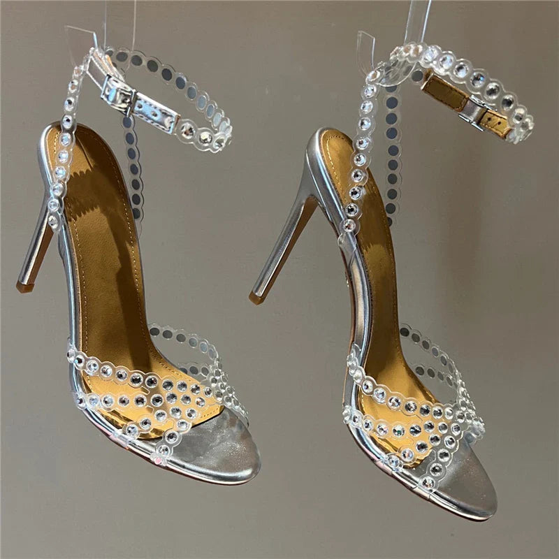 Sissy Bela Bling Bling Crystal Sandals Silver, gallery view 5