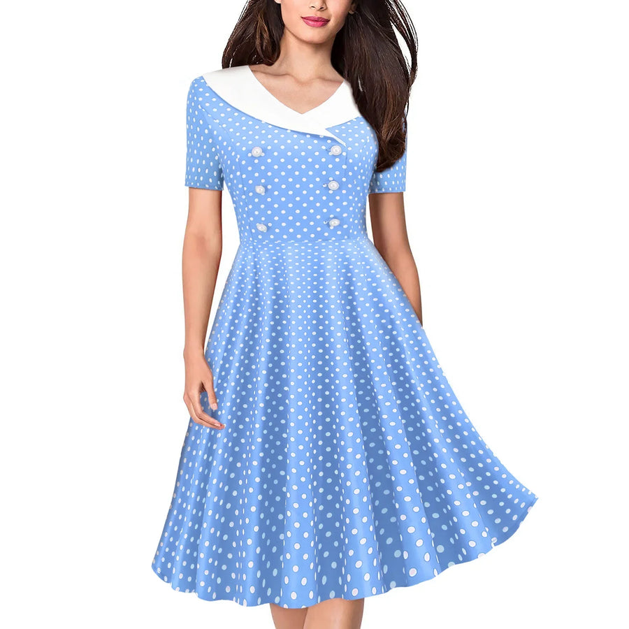 Sissy Polka Dot Printed Vintage Dresses, gallery view 6