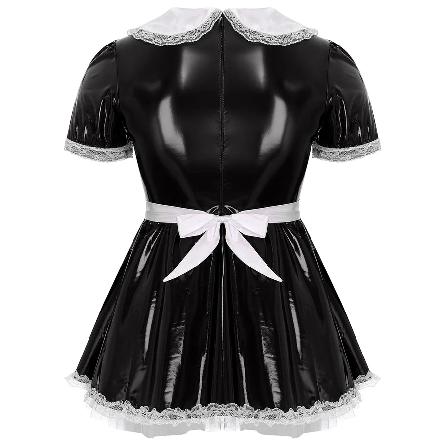 Mens Ruffle Lace Sissy Maid Dress, gallery view 2