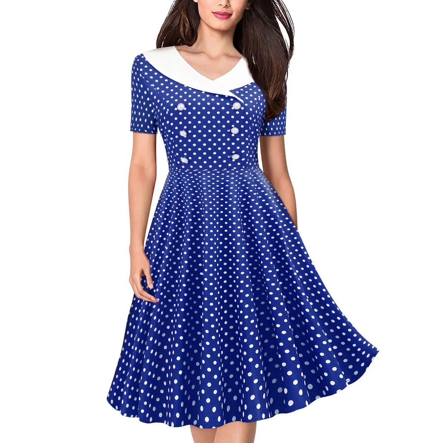 Sissy Polka Dot Printed Vintage Dresses, gallery view 5