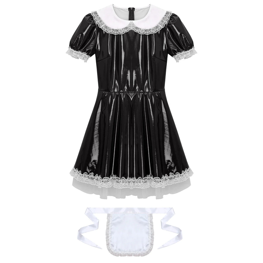 Mens Ruffle Lace Sissy Maid Dress, gallery view 3