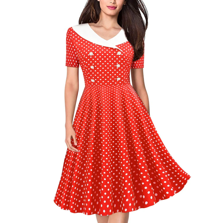 Sissy Polka Dot Printed Vintage Dresses, gallery view 2