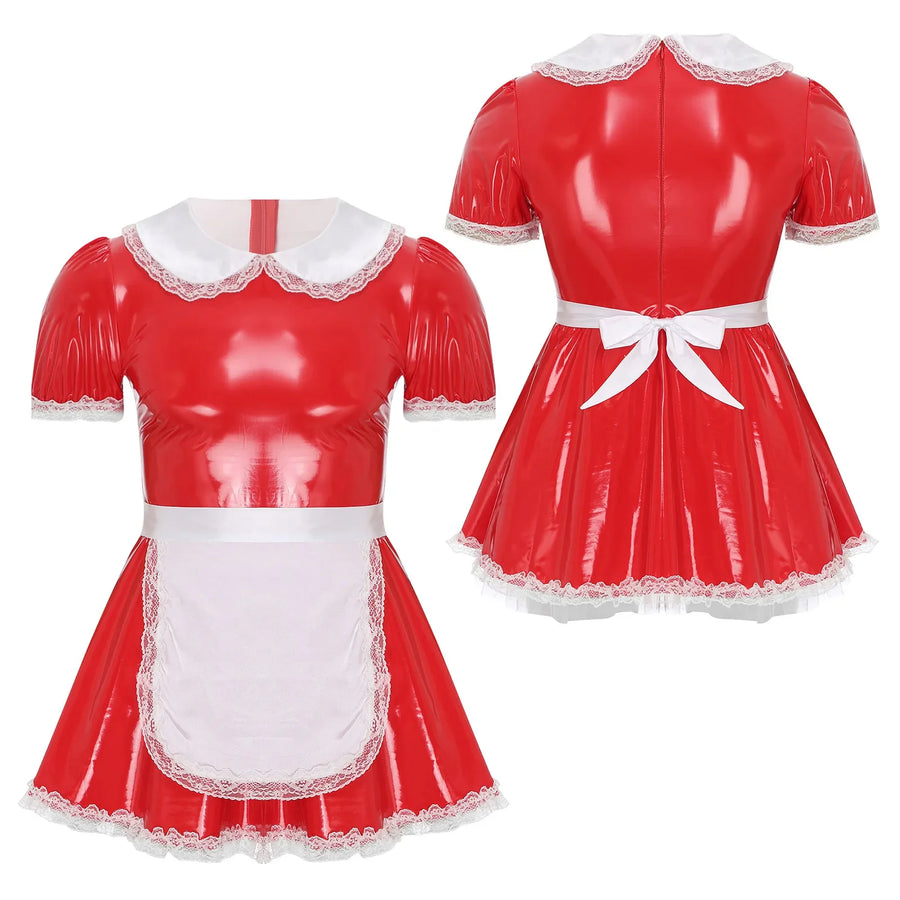 Mens Ruffle Lace Sissy Maid Dress, gallery view 7
