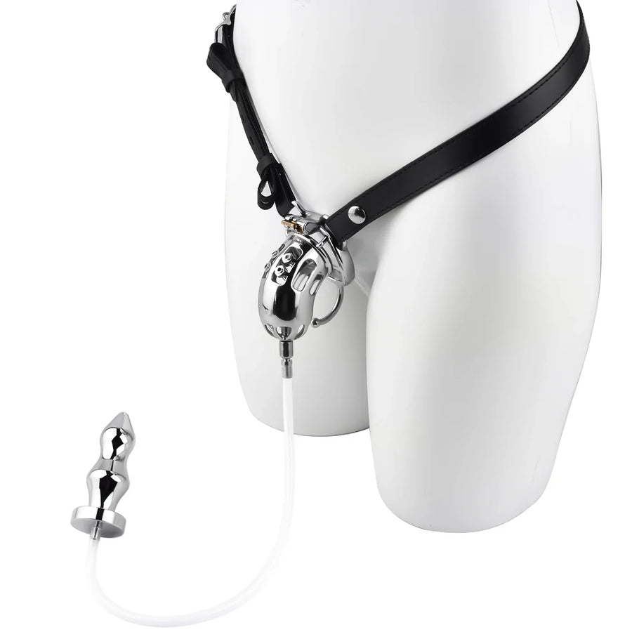 Metal Botted Male Chastity Cage with Belt, gallery view 15