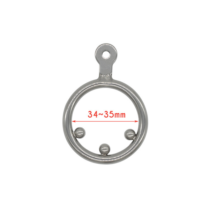 Stainless Steel Mamba Chastity Cage (1.42") dimensions showing 35mm