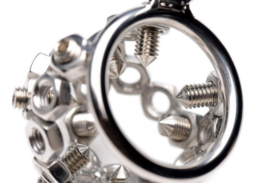 Bolted Chastity Cage with Spikes, gallery view 3