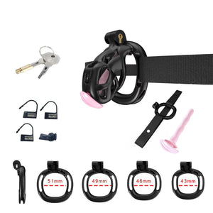 Cobra Chastity Set With Belt - black cage