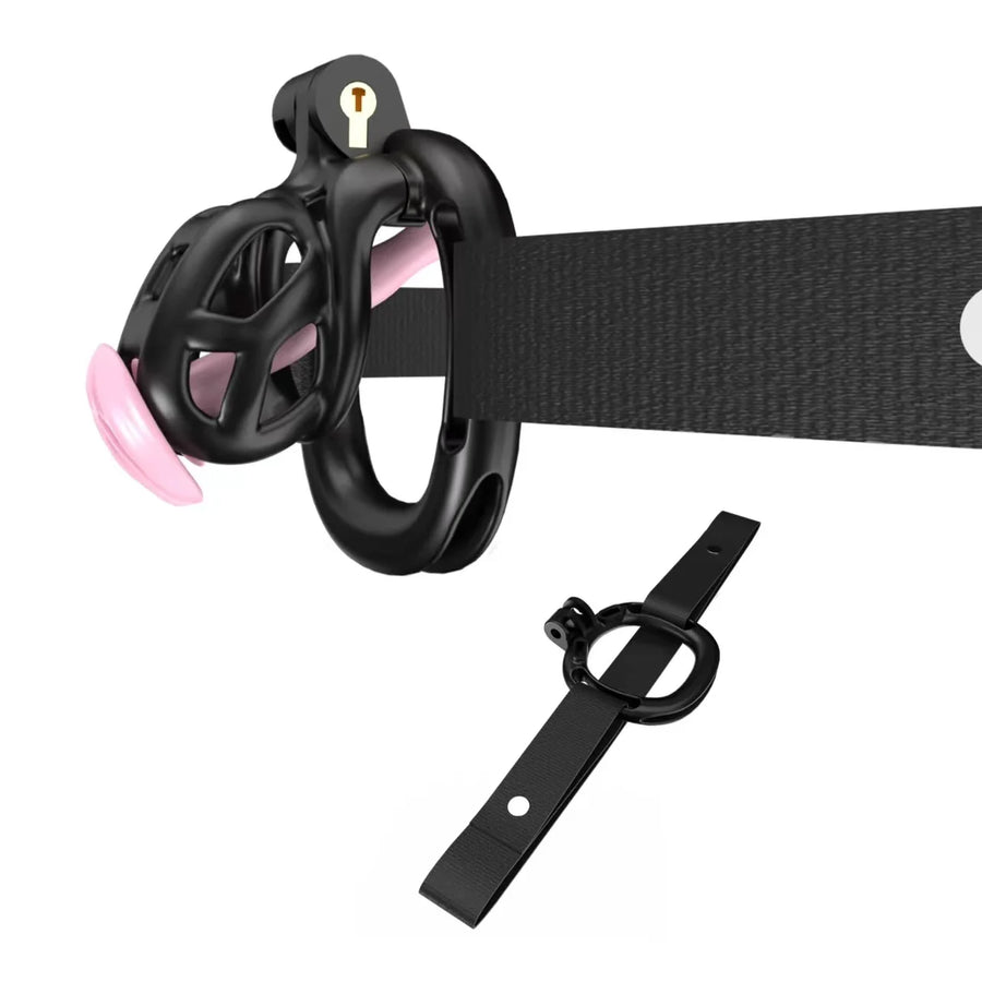 Cobra Chastity Set With Belt  - black nano