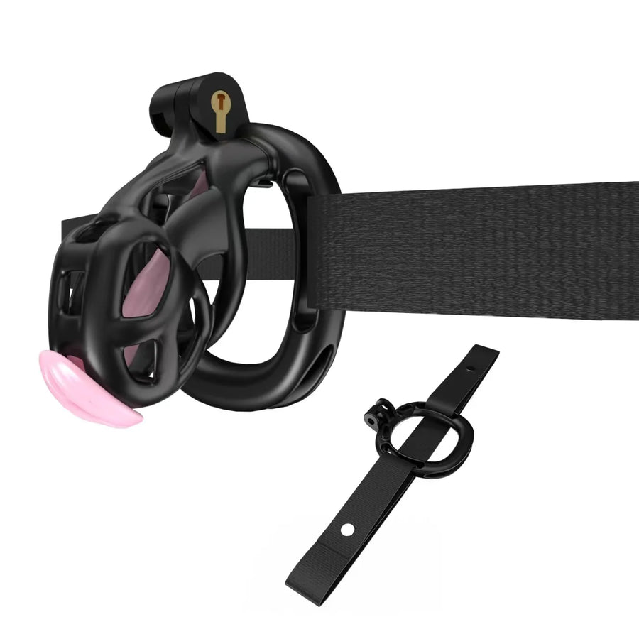 Cobra Chastity Set With Belt - black nano