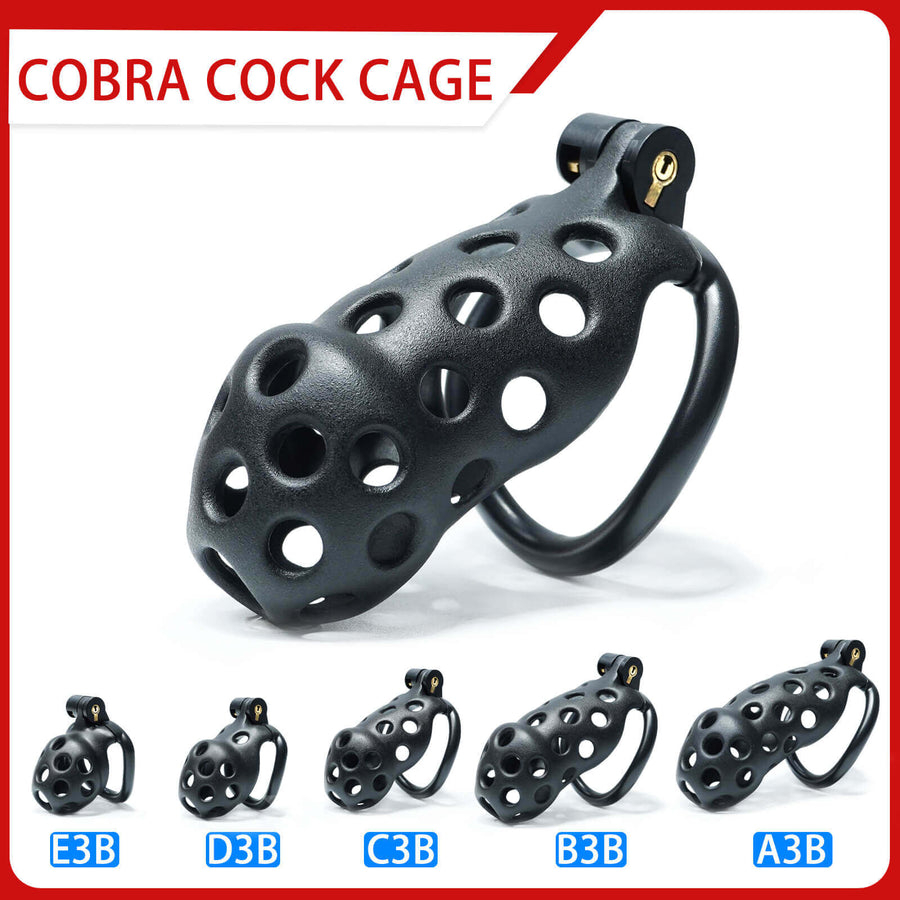 Black Hole Mamba Chastity Cage Kit 1.77 To 4.13 Inches feature details graphic 1