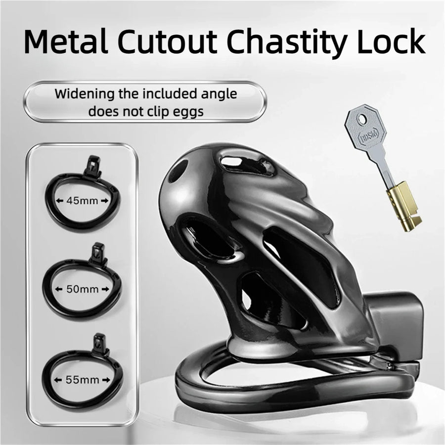 Black Metal Chastity Lock, gallery view 5