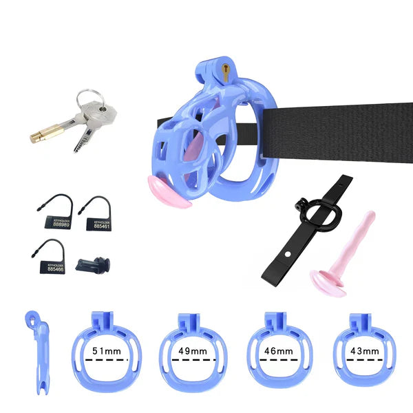 Cobra Chastity Set With Belt - blue