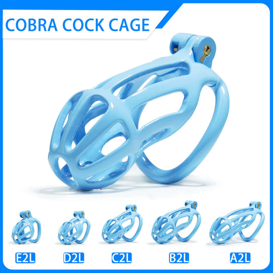 Blue Stripe Mamba Chastity Cage Kit 1.77 To 4.13 Inches feature details graphic 1