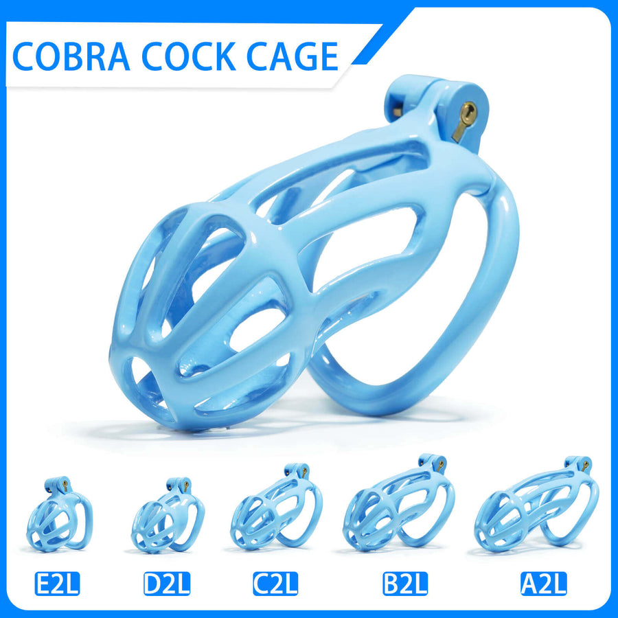 Blue Stripe Mamba Chastity Cage Kit 1.77 To 4.13 Inches feature details graphic 1