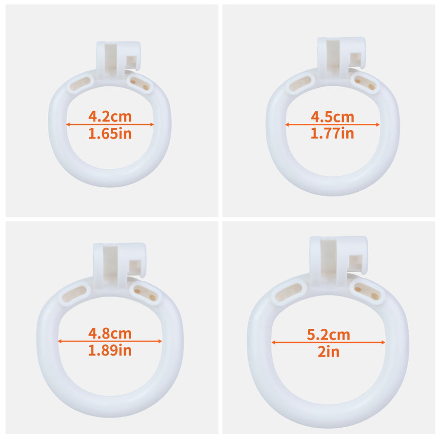 Four included base ring internal diameters: 4.2, 4.5, 4.8 and 5.2 cm