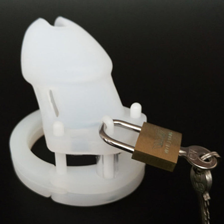 CB6000S Silicone Chastity Cage White, gallery view 4