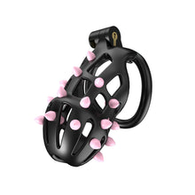 Load image into Gallery viewer, FlexiSpike Chastity Cage-black with pink spikes
