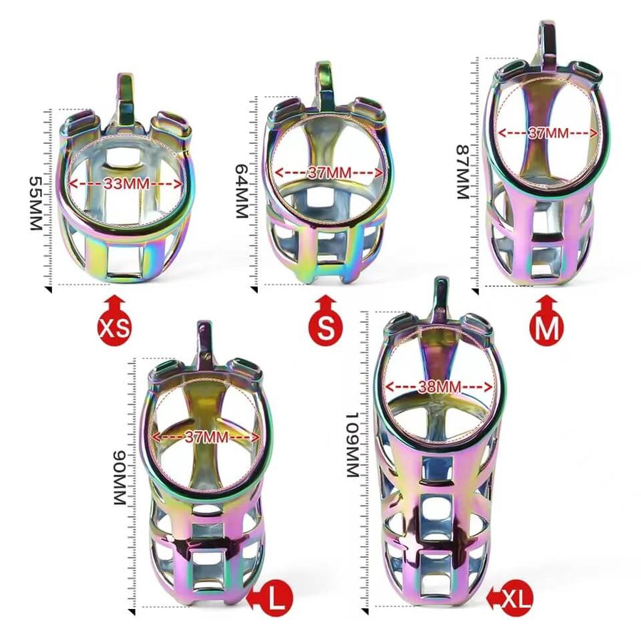 Colorful Stainless Stee Cobra Chastity Cage, gallery view 11