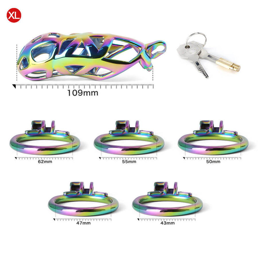 Colorful Stainless Stee Cobra Chastity Cage, gallery view 10