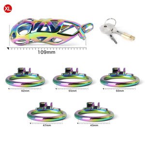 Cage de chasteté Cobra en acier inoxydable colorée