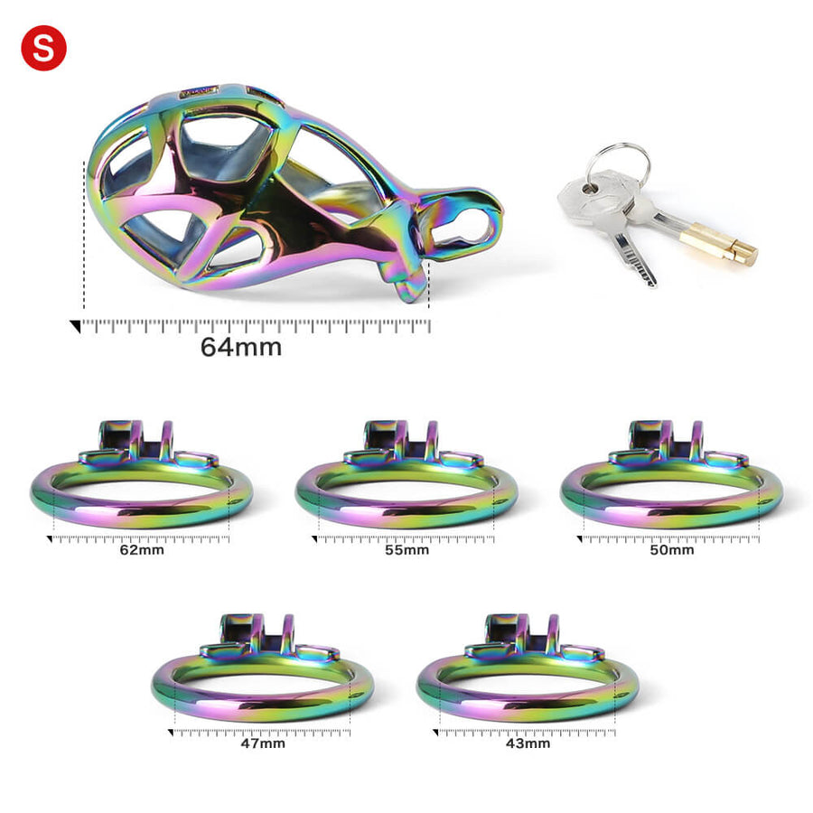 Colorful Stainless Stee Cobra Chastity Cage, gallery view 7