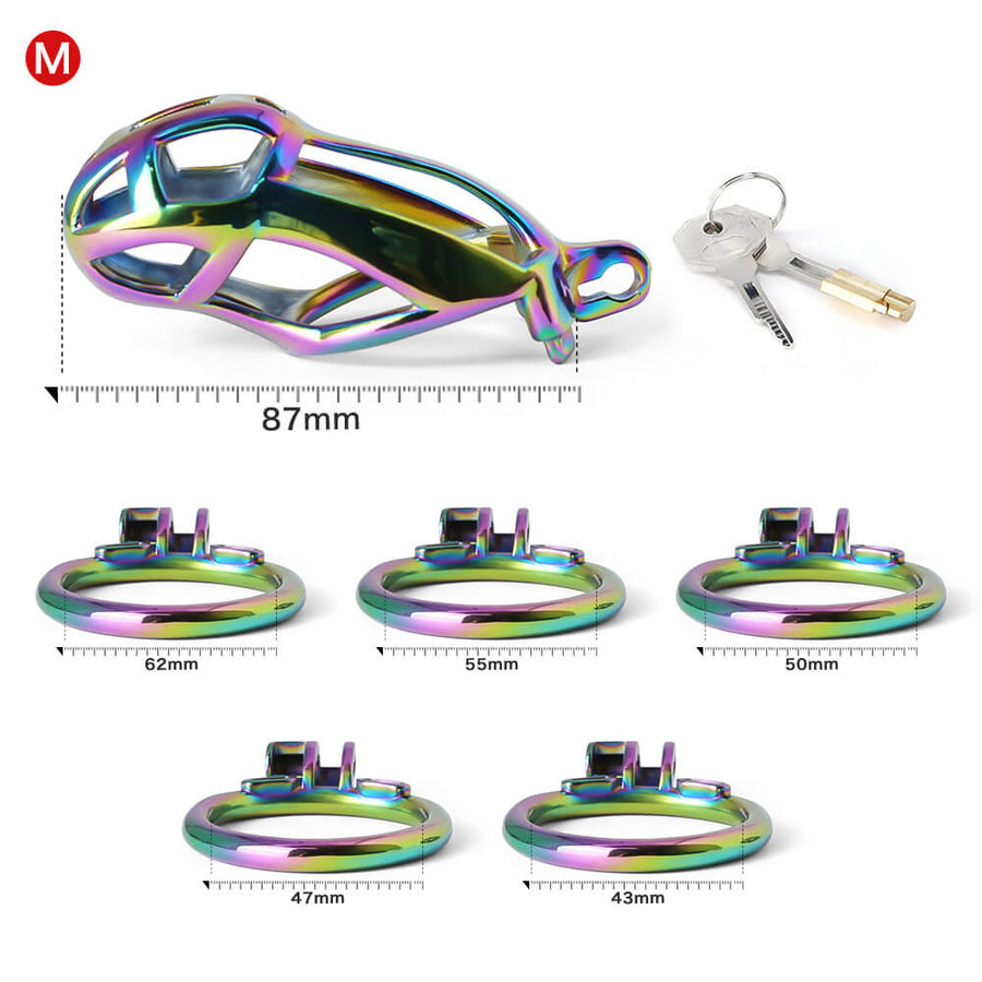 Colorful Stainless Stee Cobra Chastity Cage, gallery view 8