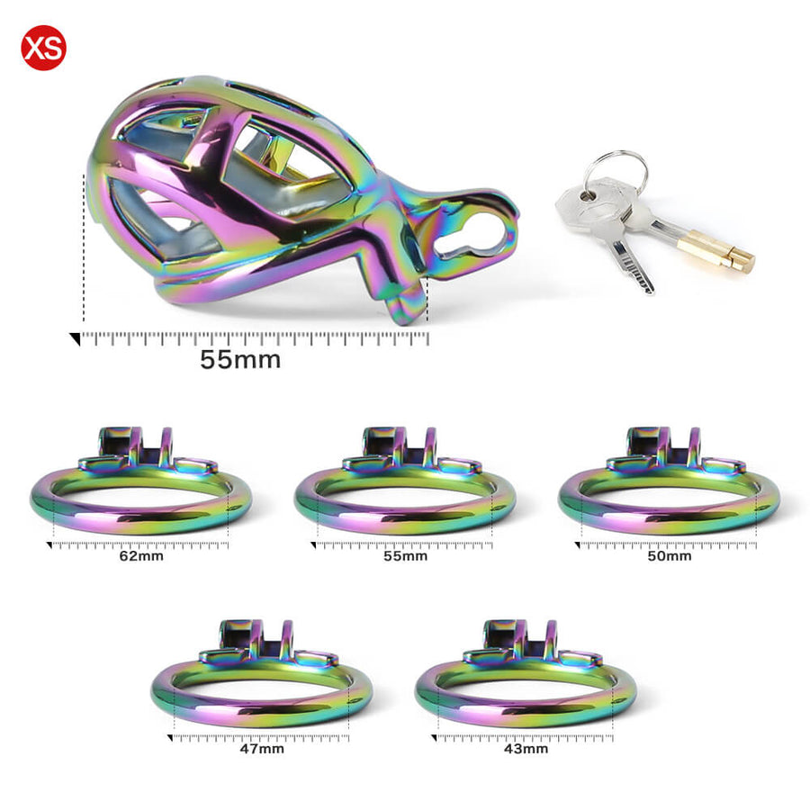 Colorful Stainless Stee Cobra Chastity Cage, gallery view 6