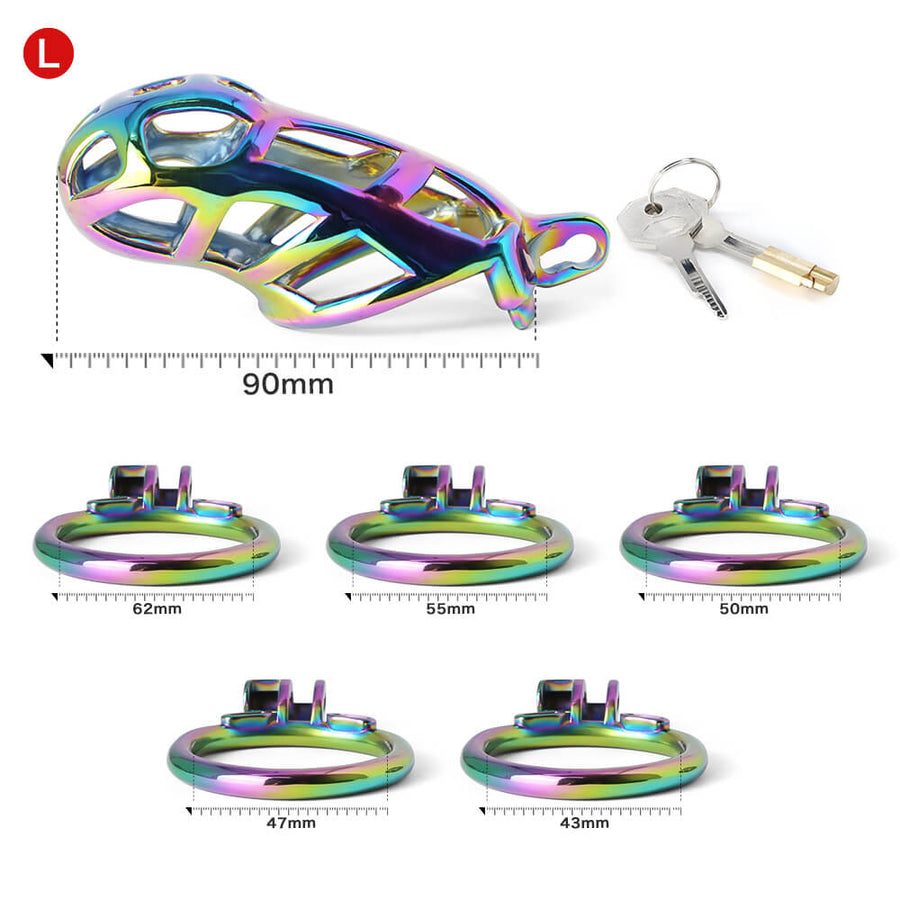 Colorful Stainless Stee Cobra Chastity Cage, gallery view 9