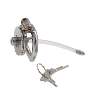 Flat Short Chastity Device With Lock Soft Catheter