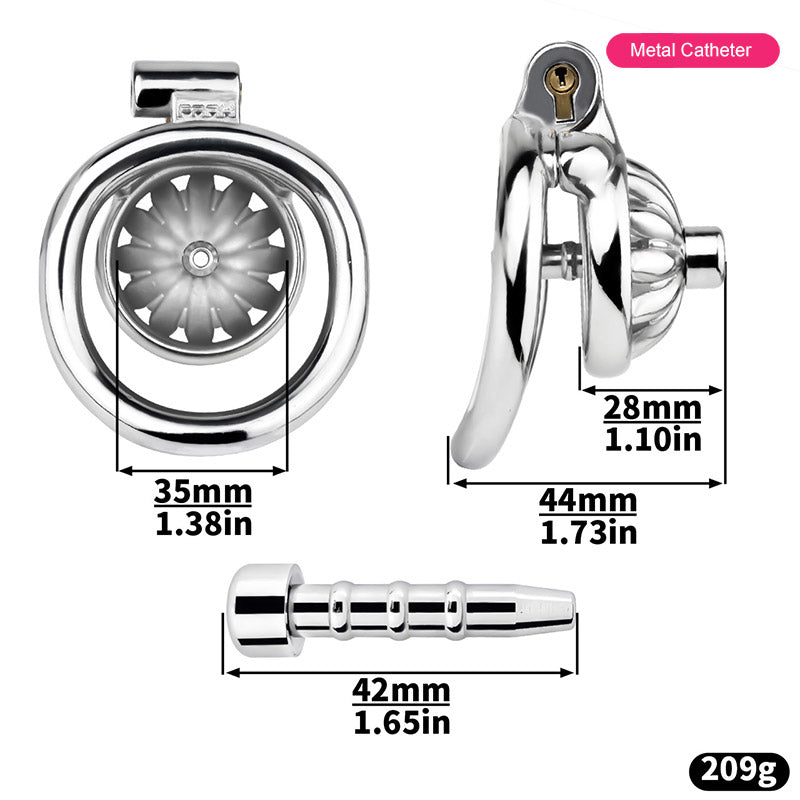 Steel Chastity Cage with Urethral Removable, gallery view 4