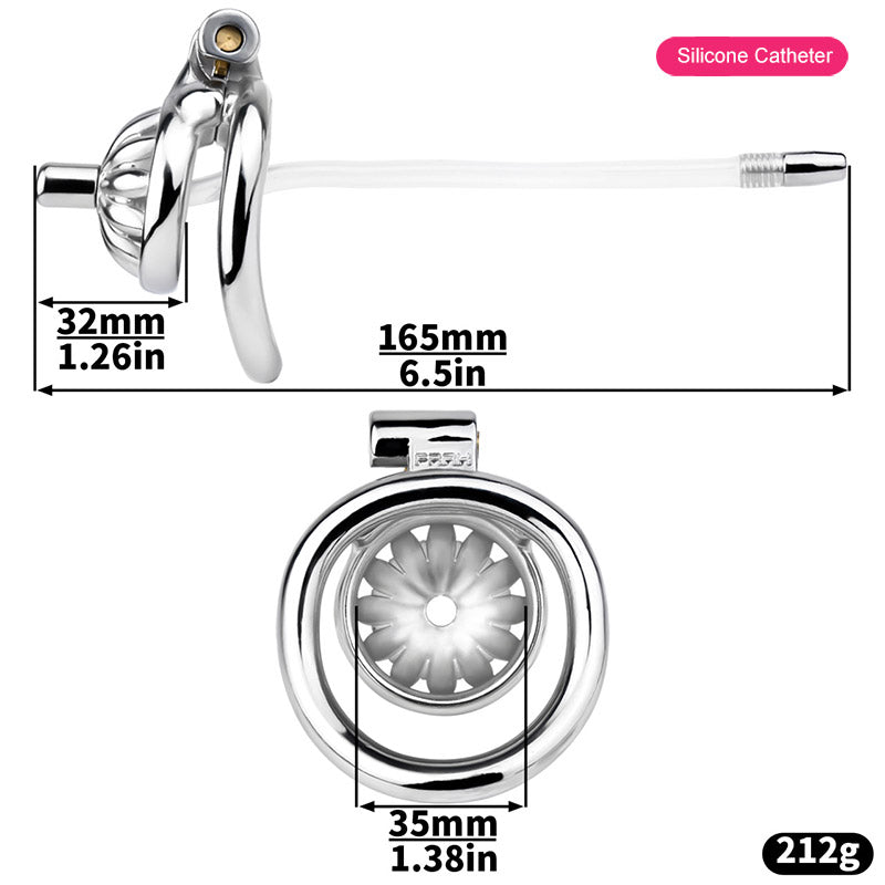 Steel Chastity Cage with Urethral Removable, gallery view 5
