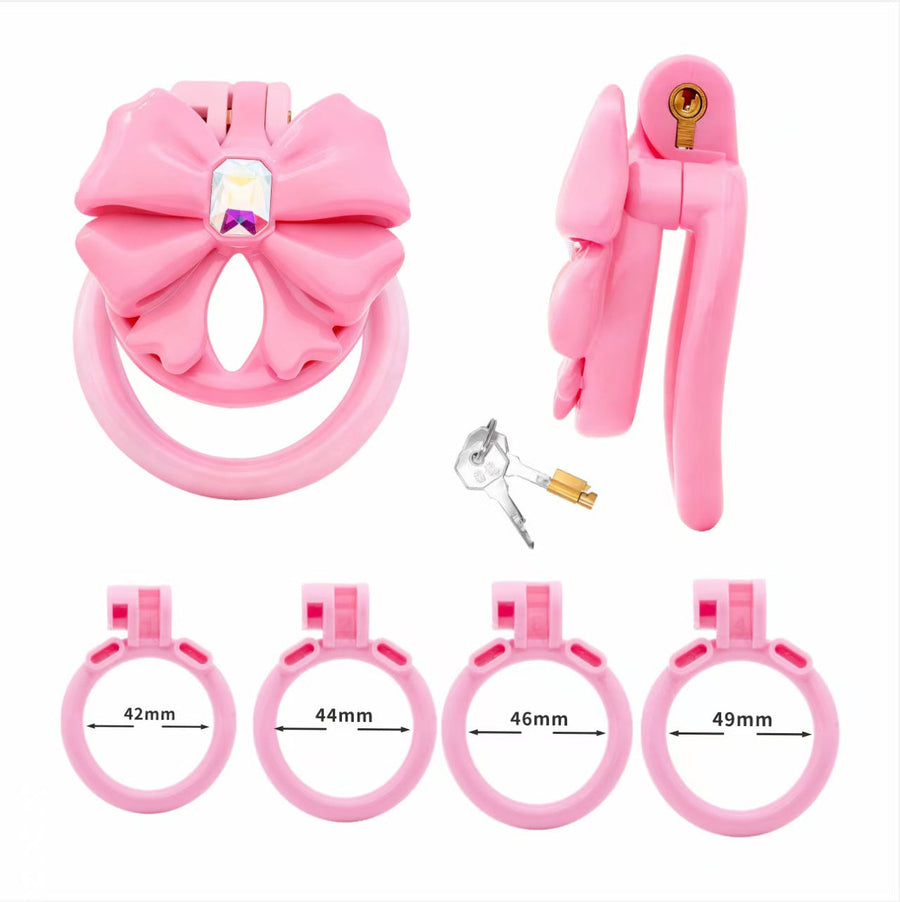 Gem Bowknot Chastity Cage 3